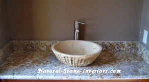 Desert Sand Granite With Limestone Vessel Sink