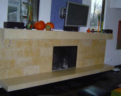 Limestone Fireplace