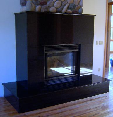 Zimbabwe Black Granite Fireplace